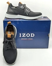 IZOD “Bannister” Men’s Lightweight Stretch Textile Sneaker [Black] NEW Pick Size