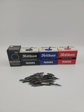 3 Vintage Pelikan Black, Red, Blue 4001 Fountain Pen Ink With Box  40 Nibs