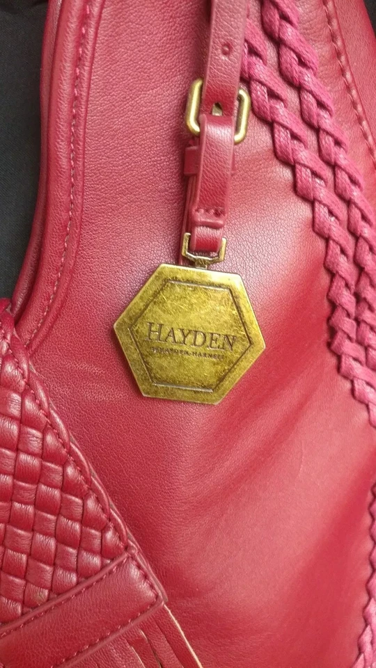 Bolso de Hombro Hobo Grande Hayden Harnett Bolso de Mano Rojo Latón Herrajes Vegano Foto 3 de 4