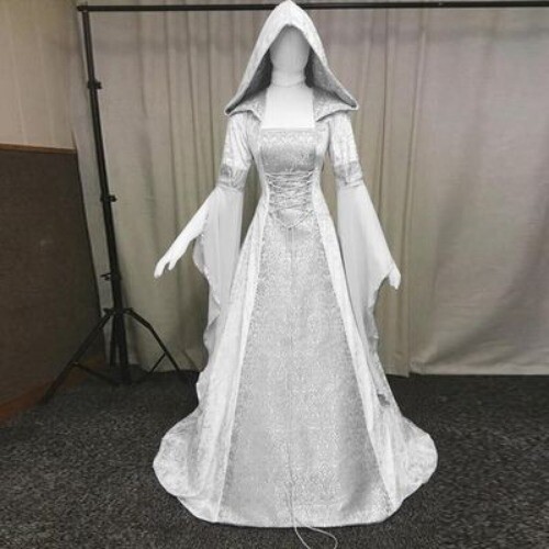 Retro Style Medieval Witch Fancy Dress Costume Gothic Long Dress Women's Hooded - Picture 9 of 28