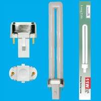 4X 11W G23 2 Pin CFL PL-S Leuchtmittel Stab 3500K Weiß Energiespar