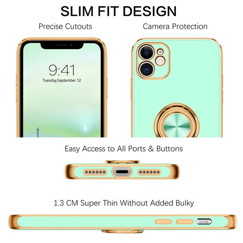 For iPhone 11 6.1" Case Shockproof Protective Rugged Cover & Golden Ring Holder - Bild 61 von 136