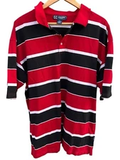 LA Gate Collection Polo Shirt Striped Mens 2XL Red Black Big Tall Short Sleeve