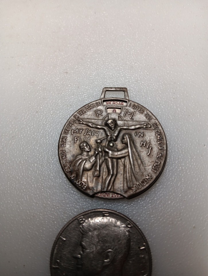 World Mass Time Zone Clock Medallion Nun's Estate Pendant Catholic