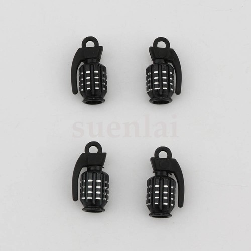 4pcs Black Grenade style Car Motorcycle Bike Tyre Tire Air Valve Dust Caps Stem - Picture 3 of 5