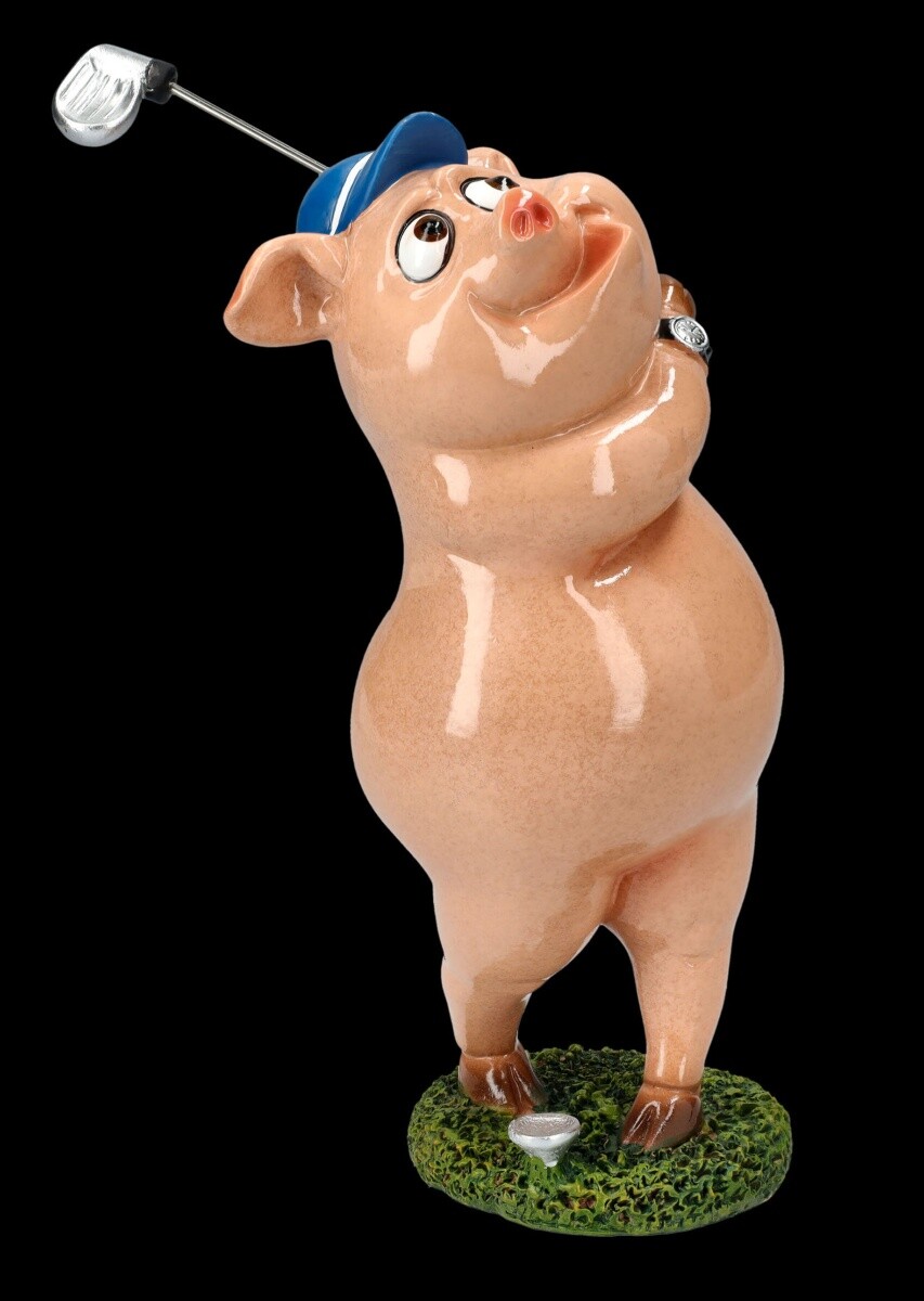 Funny Pig Figurine Golfing - Fun Gift Lucky Charm