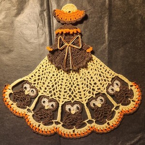 Crochet Crinoline Lady Doily - Owls