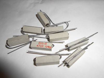 10 Stück  Drahtwiderstand Hochlastwiderstand   470Ω  ca. 5W ± 10%