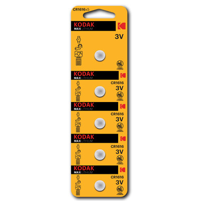 Kodak CR1616 Knopfzelle 5 Stück Max Lithium 3V Batterien Markenqualität 1616