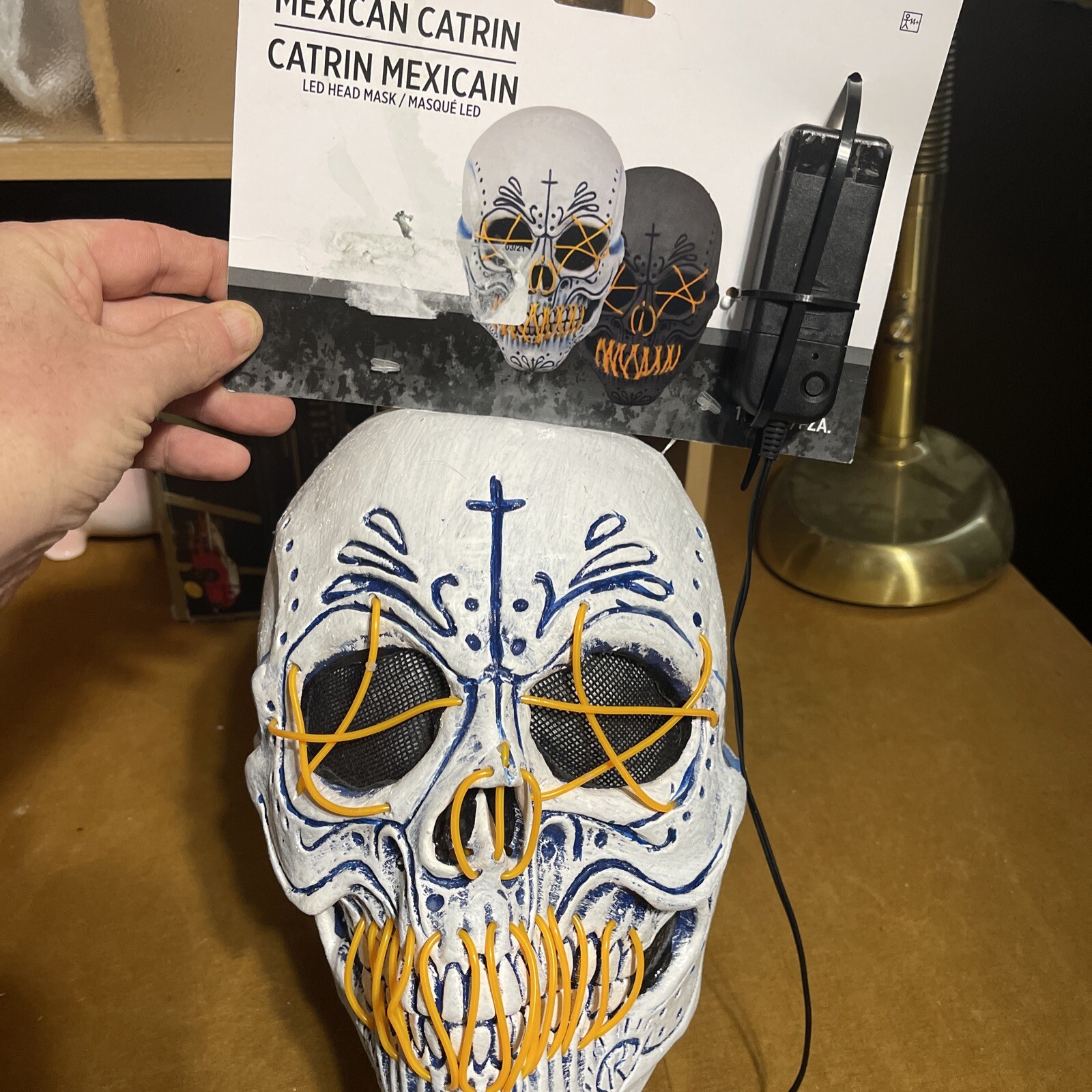 Traje Tú Adulto Unisex Mafia Catrin Cabeza Completa Máscara LED Halloween