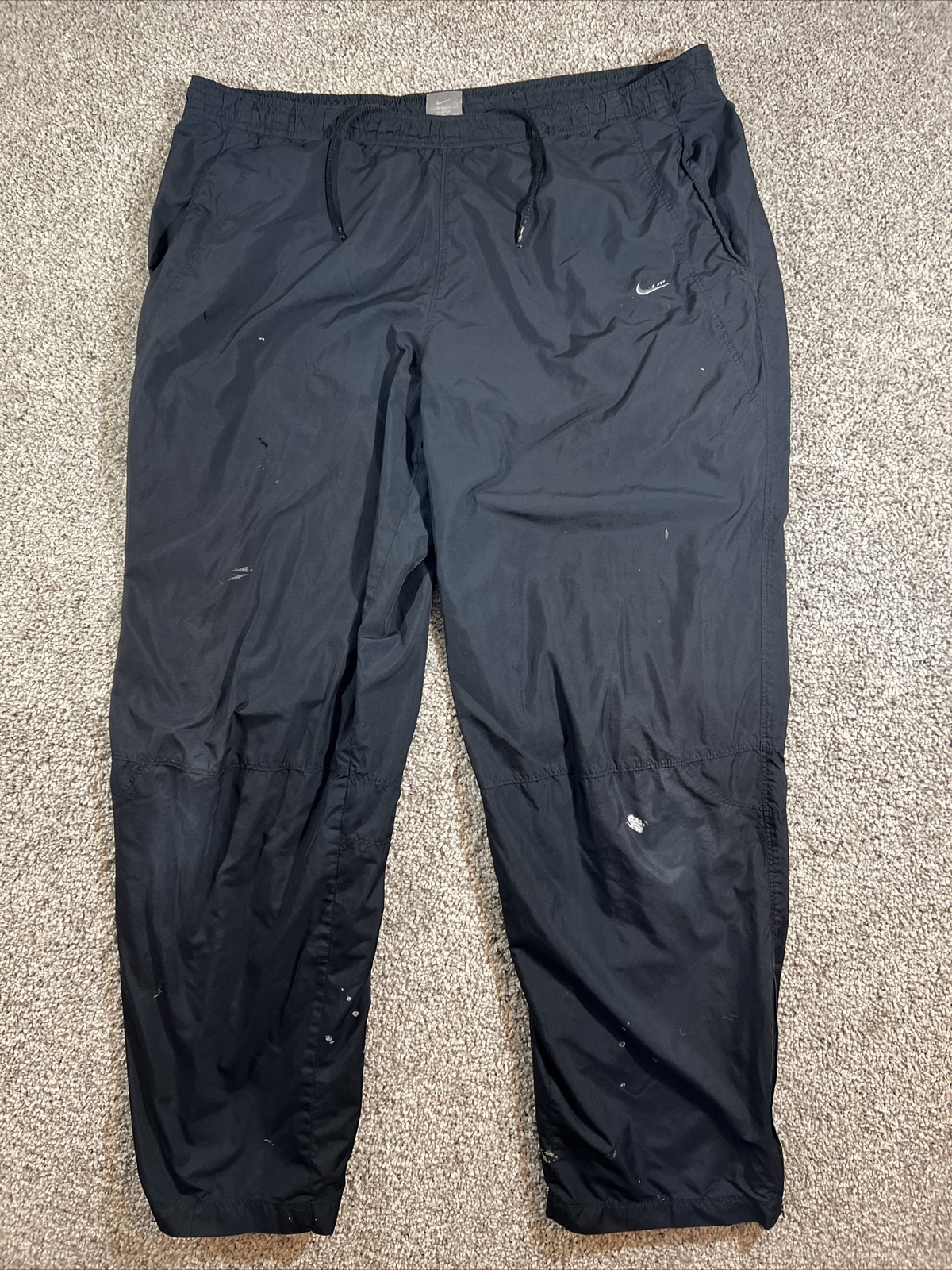 Vintage Y2K Nike Black Windbreaker Pants Joggers Drawstring Size XL Ankle  Zip | eBay