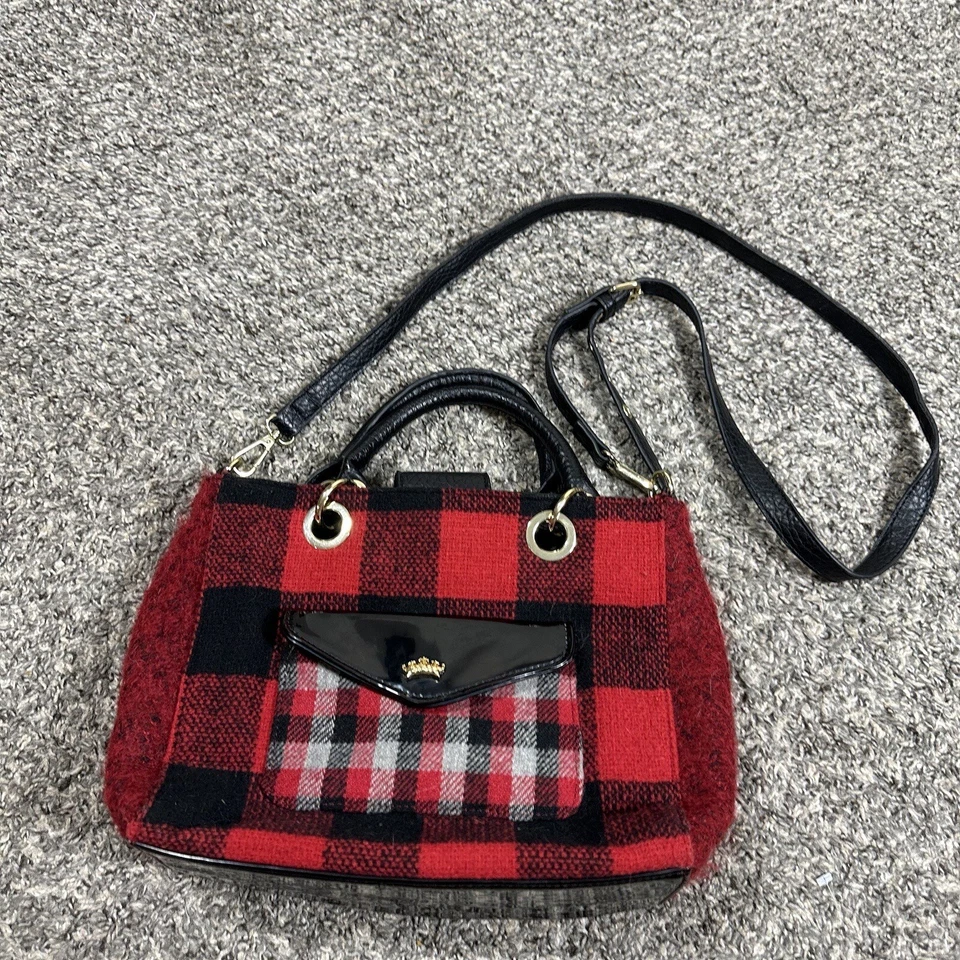 Juicy Couture красный черный лакированная кожа клетку сумка сумочка сумка через плечо ремень - Изображение 2 из 4