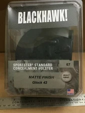 Blackhawk Sportster Standard Holster, Size 67 Matte Finish, Glock 42, Right Hand