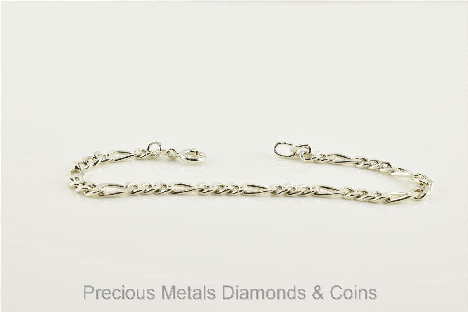 Sterling Silver 4mm Solid Figaro Link Layering Br… - image 1