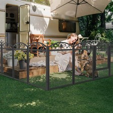 Reinforced Metal Dog Fence 35 Inch Tall Pet Exercise Playpen Cage with Door/Pad