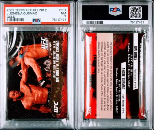JON "BONES" JONES ROOKIE 2009 Topps UFC MMA RC GOLD RC Card #101 SSP GOAT PSA-7