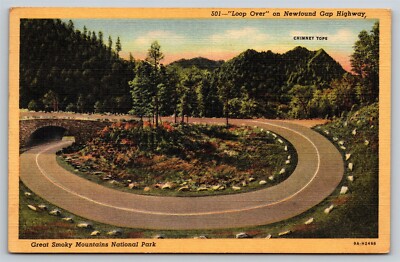 Tennessee Great Smoky Mts National Park Newfound Gap Hwy Loop Over Postcard, J30