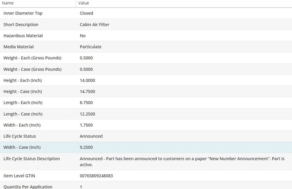 WIX Cabin Air Filter For FORD TRANSIT CONNECT 2010-2013 L4-2.0L - Image 4 of 4