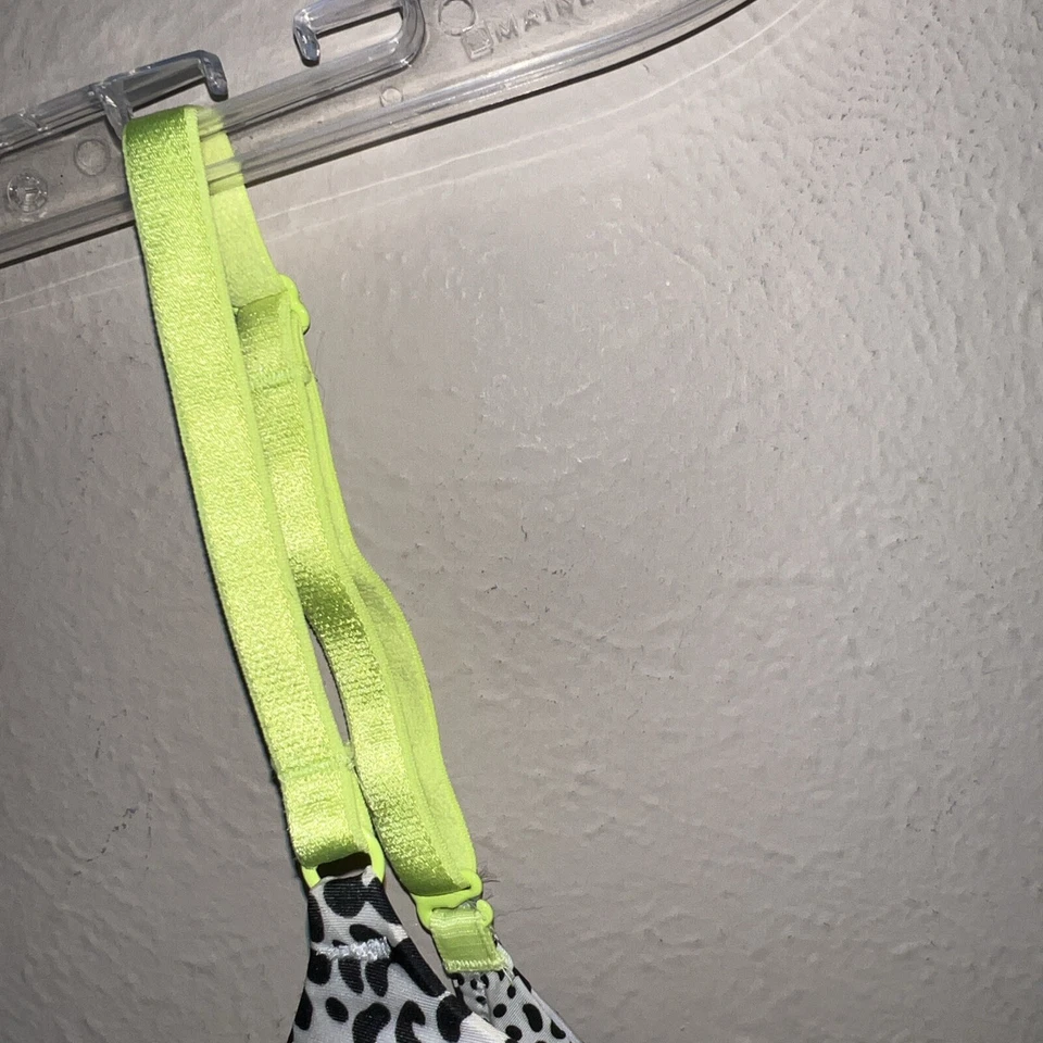 Victoria's Secret Bra Womens 34C Black White Leopard Demi Very Sexy Neon Yellow - Image 4 of 4