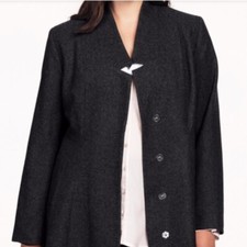 Nwt Womens Ellos Wool Black Fit And Flare Coat Size 12 Retails $129