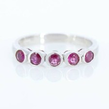 0.80 Ct Ruby Heated Bezel Sterling Silver Ring