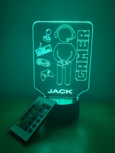 Gamer Night Light, Custom Engraved LED Light, Personalized FREE, 16 Color Option - Picture 4 of 10