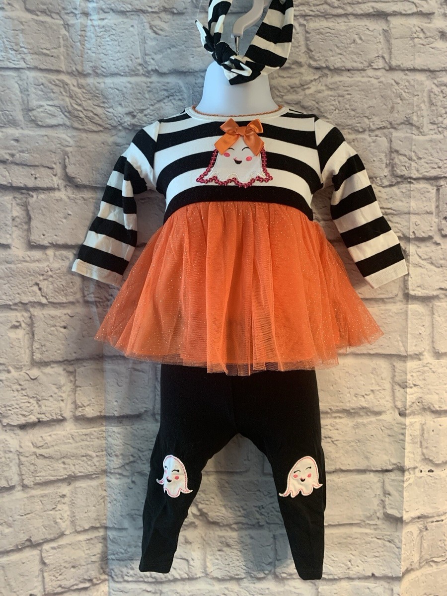 Bonnie Jean Halloween Ghost Set with Headband 3-6 Months #322