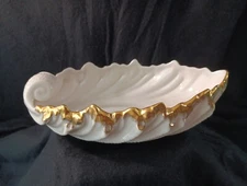 Vintage Lenox Ivory Acanthus Gold Trim Leaf Shell Dish Made in USA