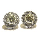 GIA certified 14k white gold 1.66ct Fancy Yellow White diamond stud earrings new — photo 2
