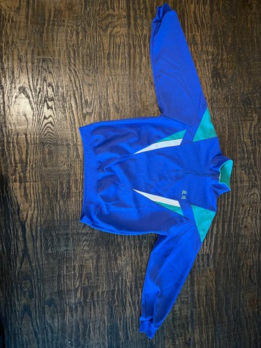 Imported Vintage Japanese Retro Colorblock Blue Activewear Quarter Zip Sz Small