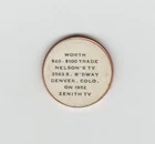 Denver Colorado CO sticker penny. Nelson's TV. 1952 D wheat cent. AU