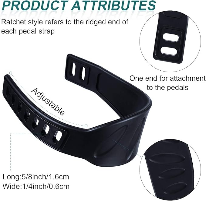 Exercise Bike Pedal Straps 2 Pairs Adjustable Rubber Universal Replacement
