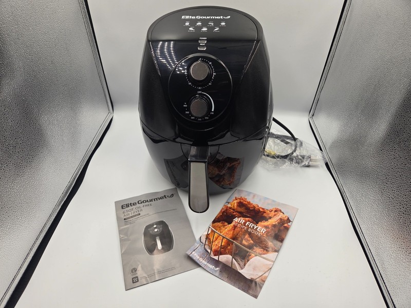 Elite Gourmet EAF-658 6.5 Qt Air Fryer Black Open Box Unused w/ Manual Recipe Bo