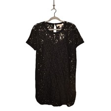 MICHAEL KORS NEW $175 Black Short Sleeve Lace Mini Tunic Dress Size 10