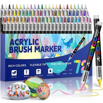 Acrylic Paint Markers,Brush Tip Waterproof Paint Pens acrylic markers,No blee...