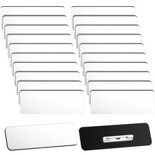 Breling 100 Pieces Name Tags with Pins 1 x 3 Inches Blank Name Tags Reusable ...