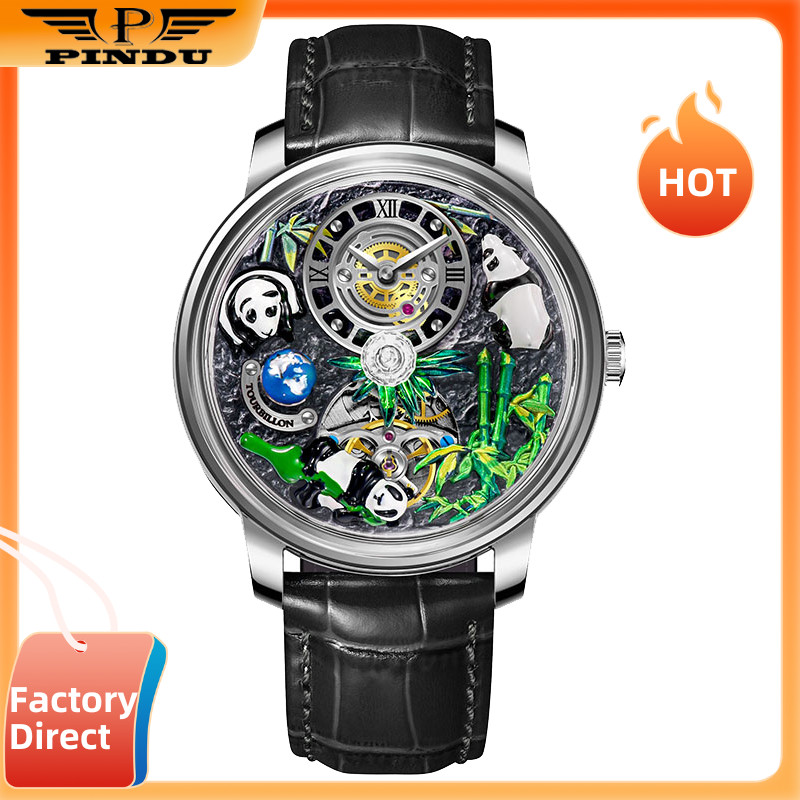PINDU Men's Automatic Watch 43.5mm 30M Waterproof Analog panda Watch gift formen