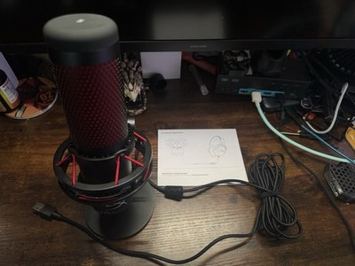 HyperX QuadCast USB Condenser Microphone Black/Red, PC PS4 Mac, Tap-to-Mute