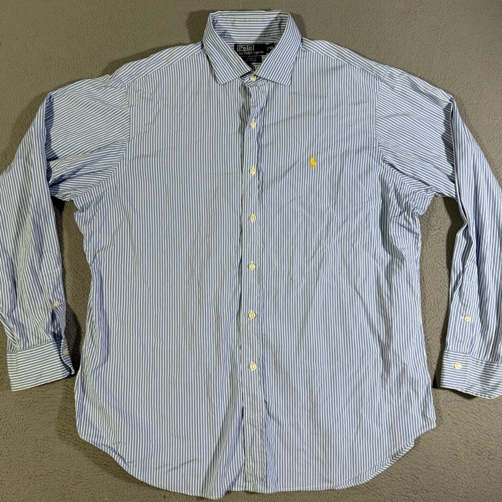 PONY Polo Ralph Lauren Regent camicia vestibilità classica uomo XL camicia a righe blu con bottoni