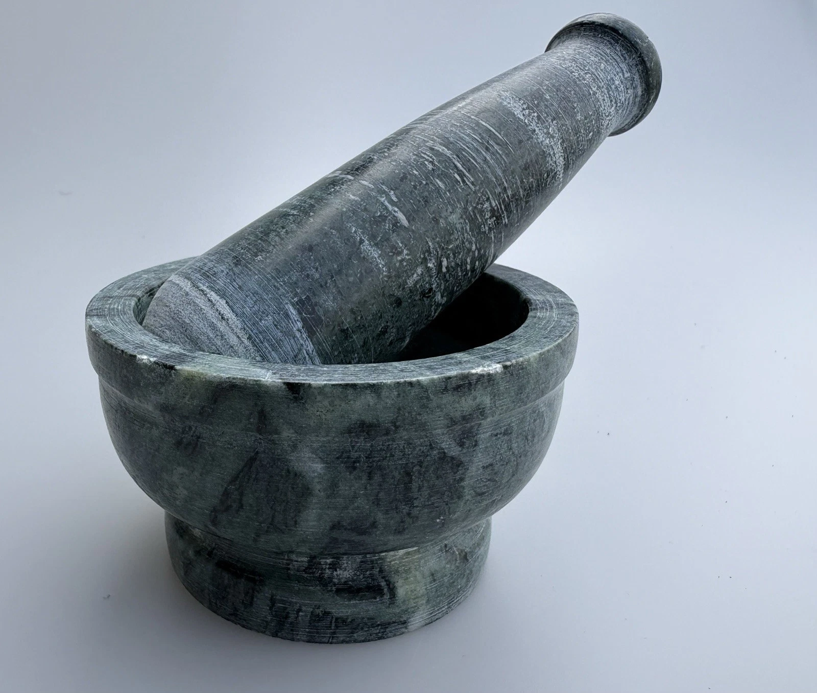 VTG Green Stone Mortar & Pestle Set Bowl Marble Rustic Kitchen Set