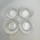 PYREX #463 Scalloped Edge-3 Ring Custard Cups (4) Vintage Clear Glass 6 oz 175ml