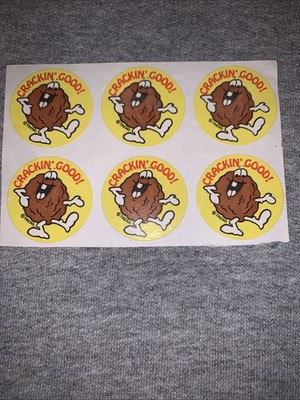 6 Vintage CRACKIN' GOOD!  Walnut Scratch & Sniff Stickers Original Paper Backing