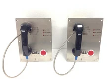 2x Talk-a-phone VOIP-500CPM IP Phone 24728 w/ Handset, Emergency, Cal lButton