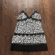 Victoria  s Secret Women  s Teddy Babydoll Night Gown Lace Trim Leopard Size Small