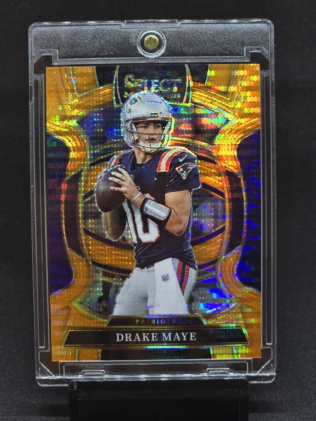 2025 Panini Select - Concourse Drake Maye #80 Neon Orange Pulsar Prizm /7