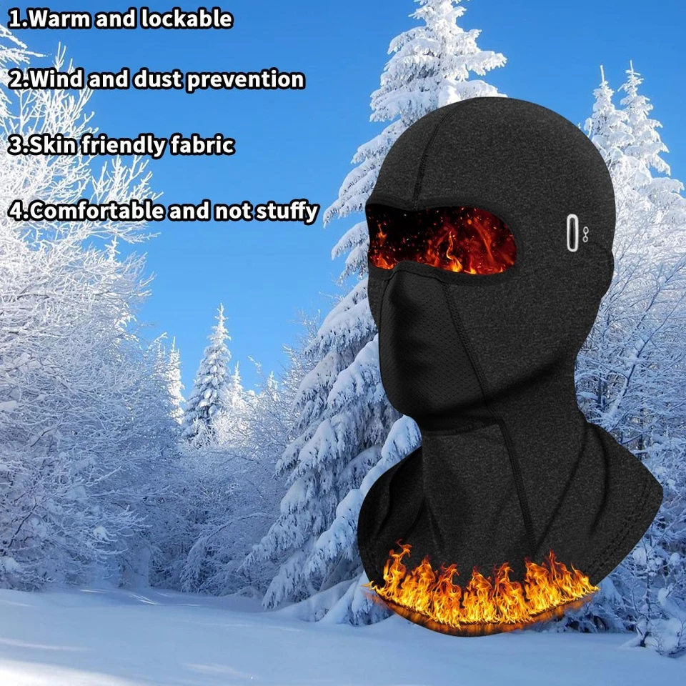 Invierno Térmico Motocicleta Pasamontañas Esquí Máscara Facial Completa Capucha Casco A Prueba de Viento NUEVO Foto 2 de 4