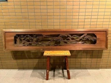 Japanese transom window Wooden Carving Ranma openwork screen Handmade