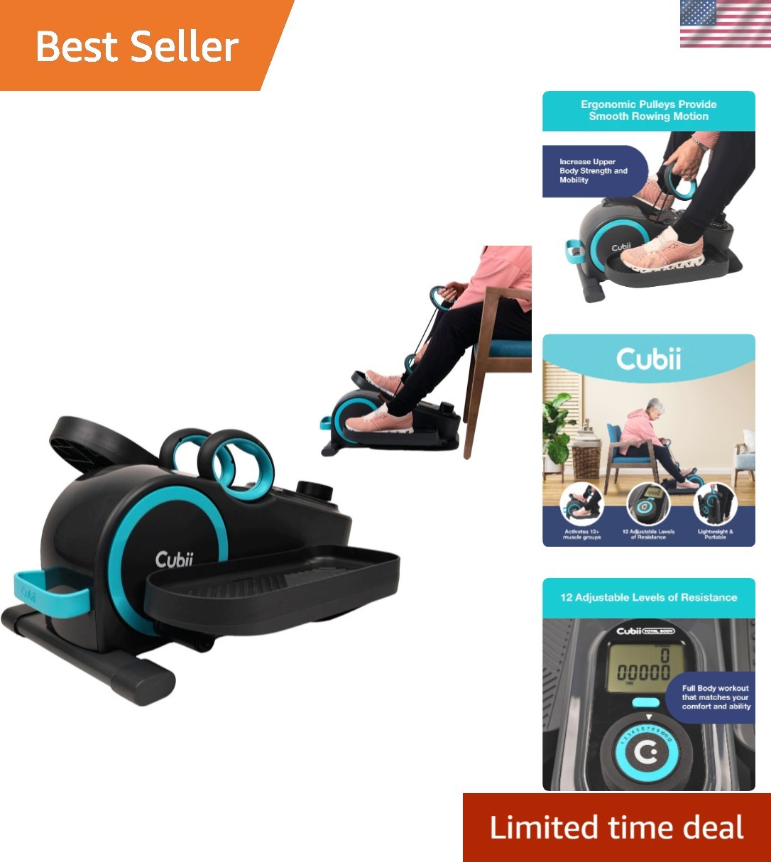 Alloy Steel Compact Elliptical with LCD - Full Body Fitness for Home or Office