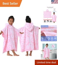 Kids Hooded Bath Towel Turkish Cotton Soft Absorbent Pool Beach Pink Daisy