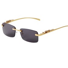Vintage Rimless Sunglasses Retro Luxury Gold Metal Frameless Rectangle Colore...
